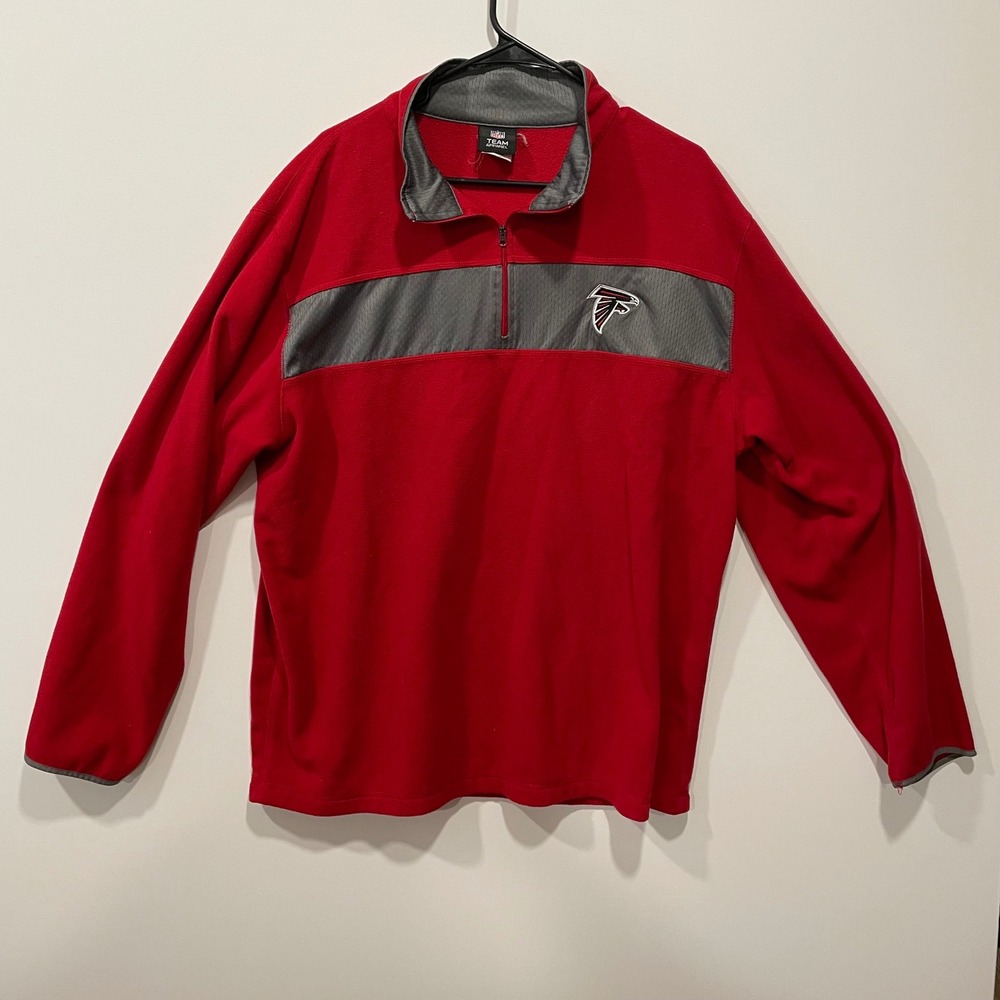 NFL Team Apparel Atlanta Falcons Fleece Pullover Quarter Zip Red Mens 2XL